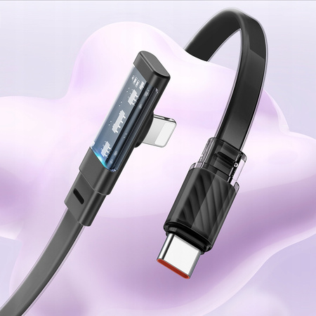 MCDODO KABEL KĄTOWY USB-C LIGHTNING PŁASKI 36W DO IPHONE 12 13 14 CZARNY 1M