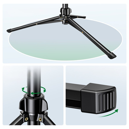 Selfie stick Ugreen LP680 ze stojakiem i pilotem Bluetooth 1.8m - czarny