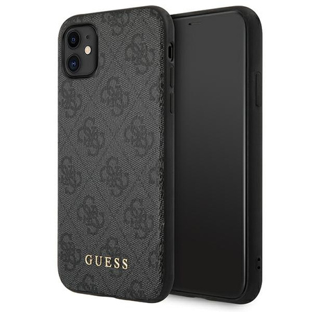 GUESS ETUI HARD CASE DO IPHONE 11 6,1 Xr 4G METAL GOLD LOGO Z LOGO SZARY