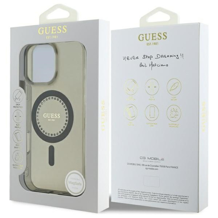 GUESS ETUI HARDCASE IML RHINESTONES DO MAGSAFE DO IPHONE 16 PRO 6.3