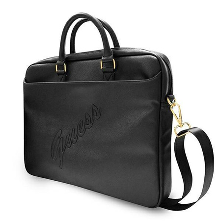 Torba Guess Saffiano Script na laptopa 16" - czarne