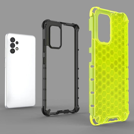 HURTEL PANCERNE ETUI DO SAMSUNG GALAXY A03S Z RAMKĄ ŻELOWĄ SYSTEM HONEYCOMB