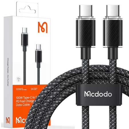 Mcdodo Mocny Super Szybki Kabel Usb-C Pd 100W 1,2M Czarny