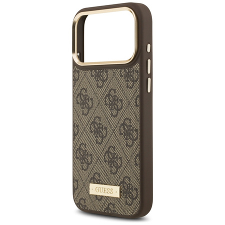 Etui Guess 4G Logo Plate MagSafe do      iPhone 17 Pro Max brązowy