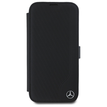 MERCEDES POKROWIEC DO IPHONE 16 6,1 BOOKCASE Z OCHRONĄ SKÓRZANY I DREWNIANY