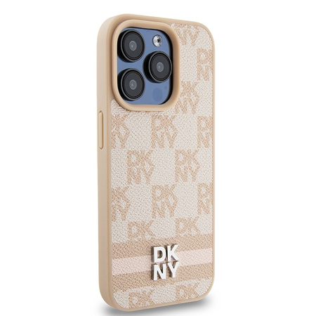 DKNY HARDCASE POKROWIEC DO IPHONE 15 PRO Z PASKAMI LEATHER CHECKERED MONO