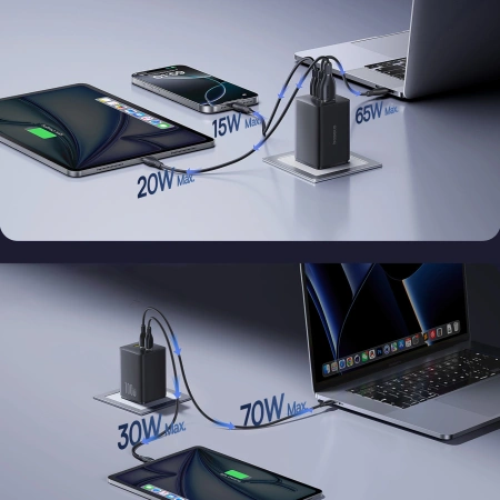 Ładowarka sieciowa Baseus EnerFill FE11 100W 2 x USB-C + USB-A - czarna