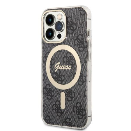 Guess zestaw ładowarka MagSafe + etui do iPhone 13 Pro Max 6,7" czarne 4G Print (GUBPP13XH4EACSK)