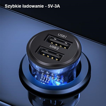 USAMS ŁADOWARKA 2XUSB-A 3A DO IPHONE 12 13 14 SAMOCHODOWA SZYBKIE ŁADOWANIE