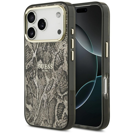 Etui Guess Python Pattern MagSafe do iPhone 17 Pro Max brązowy