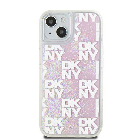DKNY ETUI HARDCASE DO IPHONE 15 14 13 6.1 LIQUID GLITTER MULTILOGO DESIGN