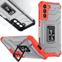 Crystal Ring Case pancerne hybrydowe etui pokrowiec + magnetyczny uchwyt Samsung Galaxy S22+ (S22 Plus) czerwony