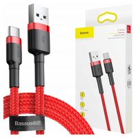 Baseus Cafule Cable wytrzymały nylonowy kabel przewód USB / USB-C QC3.0 2A 3M czerwony (CATKLF-U09)