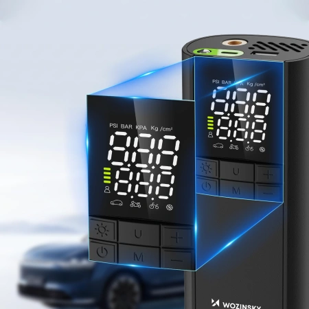 Kompresor Wozinsky WPEP-8000 pompka elektryczna powerbank 8000mAh latarka - czarny