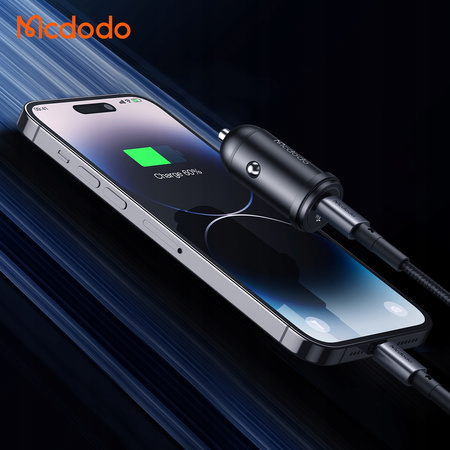 MCDODO SZYBKA ŁADOWARKA SAMOCHODOWA DO TELEFONU USB-C LED + KABEL USB-C 1M