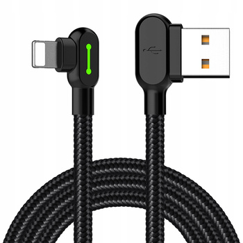 MCDODO KABEL KĄTOWY 90° LIGHTNING DWUSTRONNY DO IPHONE 11 12 13 14 LED 3M