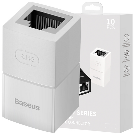 Złączka sieciowa łącznik kabli Ethernet RJ-45 Baseus AirJoy Series 10 szt. - biała