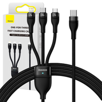 Baseus Flash Series II kabel USB Typ C  - USB Typ C / Lightning / micro USB 100 W 1,5 m czarny (CASS030201)