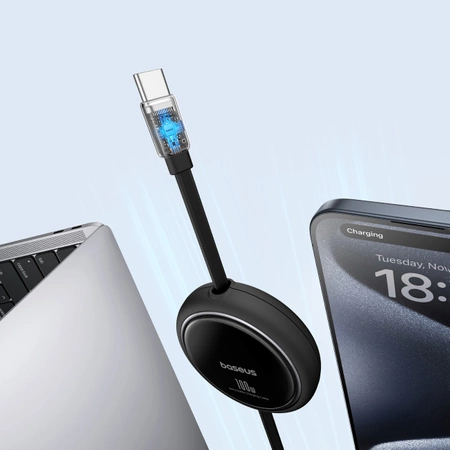 Kabel wysuwany Baseus Free2Draw Mini USB-C - USB-C 100W 1m - czarny