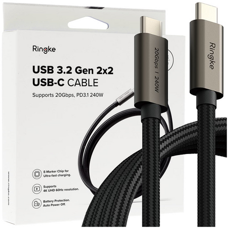 RINGKE KABEL USB-C 240W PD 200CM DO TELEFONÓW 3.2 GEN 2X2 SZYBKIE ŁADOWANIE