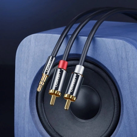 Kabel Ugreen AV116 10591 audio mini jack 3,5 mm (męski) / 2RCA (męski) 5m - czarny