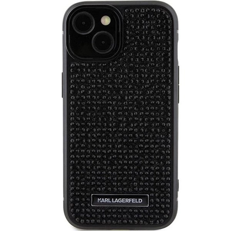 Etui Karl Lagerfeld Rhinestone Logo Metal Plate do iPhone 15 - czarne