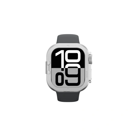Etui metalowe AMAZINGTHING Titan Pro na Apple Watch 11 46mm aluminiowe - srebrne