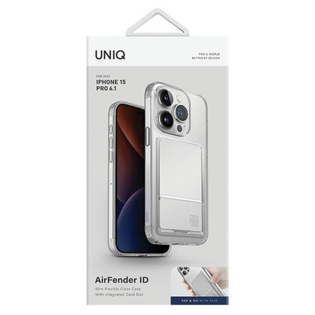 UNIQ etui Air Fender ID iPhone 15 Pro Max 6.7" nude transparent Cardslot