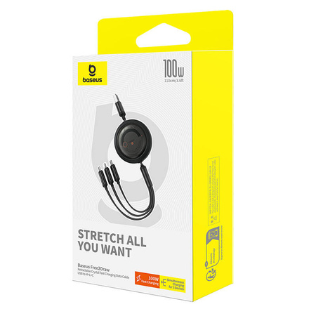 BASEUS KABEL 3W1 USB-C DO LIGHTNING MICRO USB 100W DO TELEFONU 1,1M