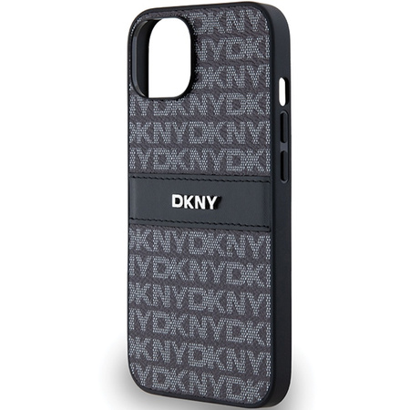DKNY ETUI DO IPHONE 15 PLUS 14 PLUS HARDCASE LEATHER MONO STRIPE METAL LOGO