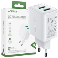 Acefast ładowarka sieciowa 2x USB 18W QC 3.0, AFC, FCP biały (A33 white)