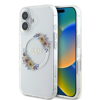 GUESS ETUI HARDCASE IML FLOWERS WREATH DO MAGSAFE DO IPHONE 16 PLUS 6.7