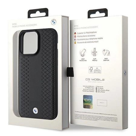 Etui BMW Leather Diamond Pattern na iPhone 15 Pro - czarne