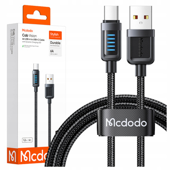 MCDODO KABEL USB-A USB-C SZYBKIE ŁADOWANIE USB TYP C PD 100W 6A 1,2M LED
