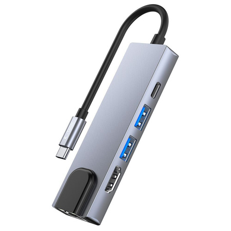 TECH-PROTECT V3-HUB ADAPTER 5IN1 DO LAPTOPA USB-C 4K HDMI Z PORTEM ETHERNET