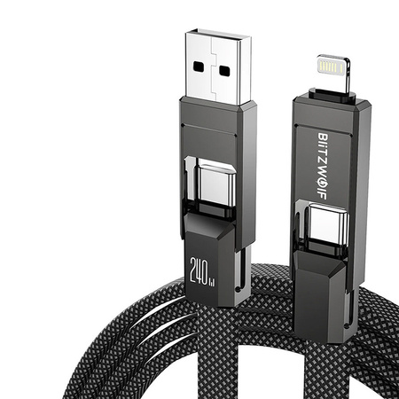 BLITZWOLF KABEL 4W1 USB-C LIGHTNING DO TELEFONÓW 240W 1,2M SZYBKIE