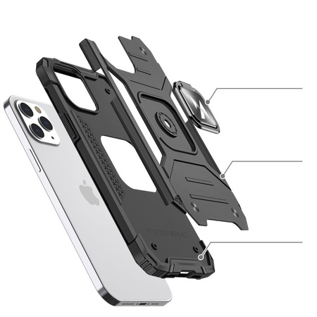 Wozinsky Ring Armor etui iPhone 14 Pro pancerny pokrowiec uchwyt magnetyczny ring różowe złoto