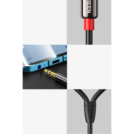 Kabel Ugreen AV116 10591 audio mini jack 3,5 mm (męski) / 2RCA (męski) 5m - czarny