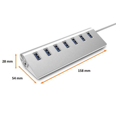 Rozgałęźnik portów do komputera  Co2 HUB 7 x USB  3.0, port dodatkowego zasilania dla Windows, MacOs, Linux