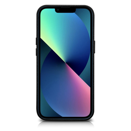 iCarer Litchi Premium Leather Case skórzane etui iPhone 14 Pro magnetyczne z MagSafe czarny (WMI14220710-BK)