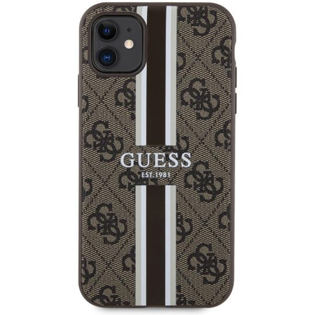 Etui Guess GUHMN61P4RPSW na iPhone 11 / Xr - brązowe 4G Printed Stripes MagSafe