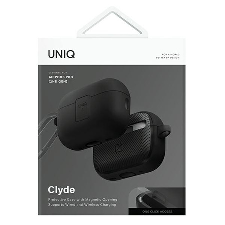 UNIQ etui Clyde Lock Case AirPods Pro 2(2022/2023) czarno-ciemnoszary/charcoal-dark grey