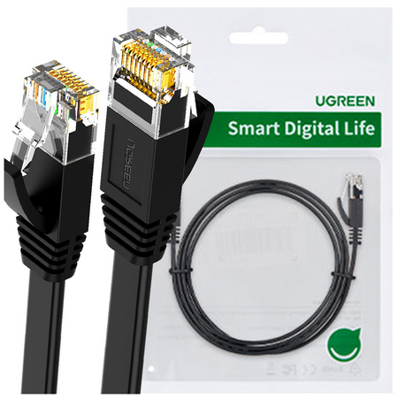 Ugreen płaski kabel sieciowy LAN Ethernet Cat. 6 2m czarny (NW102)