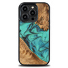 Etui z drewna i żywicy na iPhone 15 Pro Bewood Unique Turquoise - turkusowo-czarne