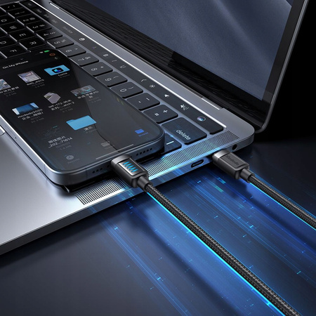 MCDODO KABEL USB-C USB-C SZYBKIE ŁADOWANIE USB TYP C PD 240W 1M LED CZARNY