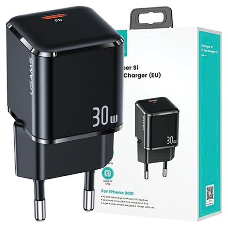 USAMS ŁADOWARKA 1XUSB-C T45 MINI DO TELEFONÓW APPLE 30W PD3.0 FAST CHARGING