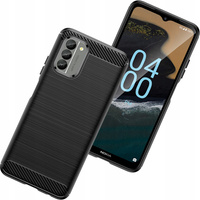 Carbon Case etui Nokia G400 elastyczny silikonowy karbonowy pokrowiec czarne