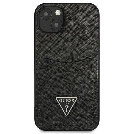 Guess GUHCP13SPSATPK iPhone 13 mini 5,4" czarny/black hardcase SaffianoTriangle Logo Cardslot