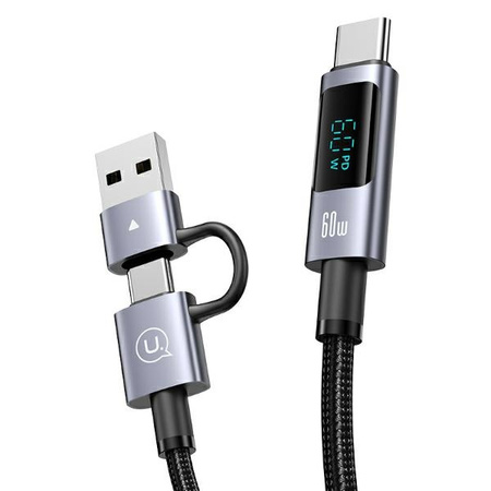 USAMS KABEL 6W1 FAST CHARGING 60W DO TELEFONÓW IPHONE ANDROID 2M ALUMINIUM