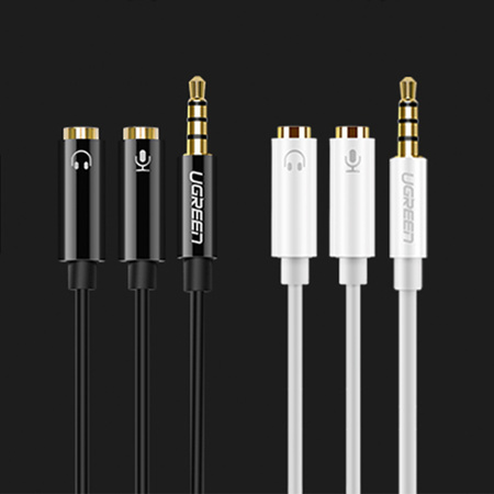 Ugreen kabel przewód rozdzielacz słuchawkowy mini jack 3,5 mm - 2 x mini jack 3,5mm (mikrofon + wyjście stereo) czarny (AV141)